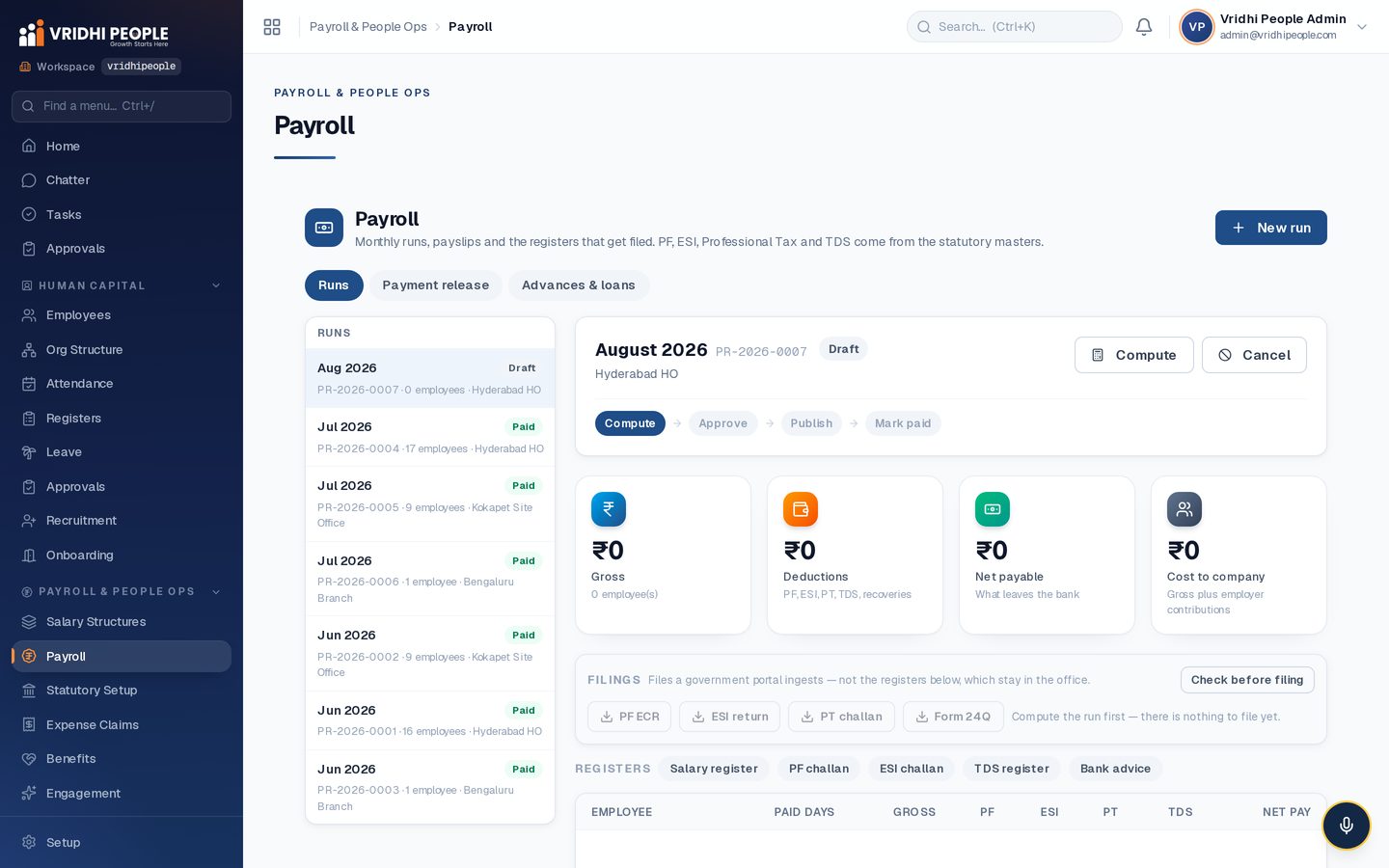 Payroll: the monthly run from compute to release, with the filings behind it